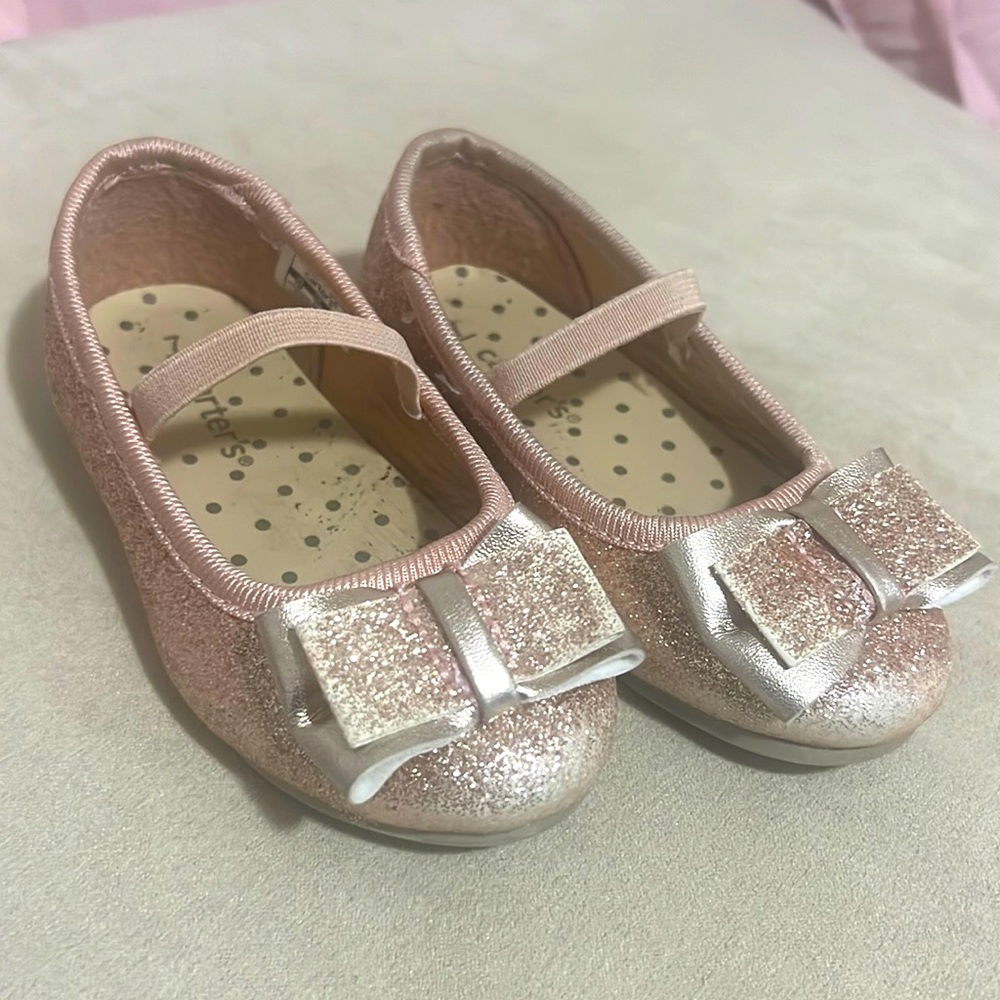 Carters pink glitter flats size 7C toddler girl